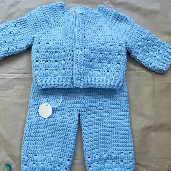 Set de bebé de crochet azul(Blue crochet baby set)